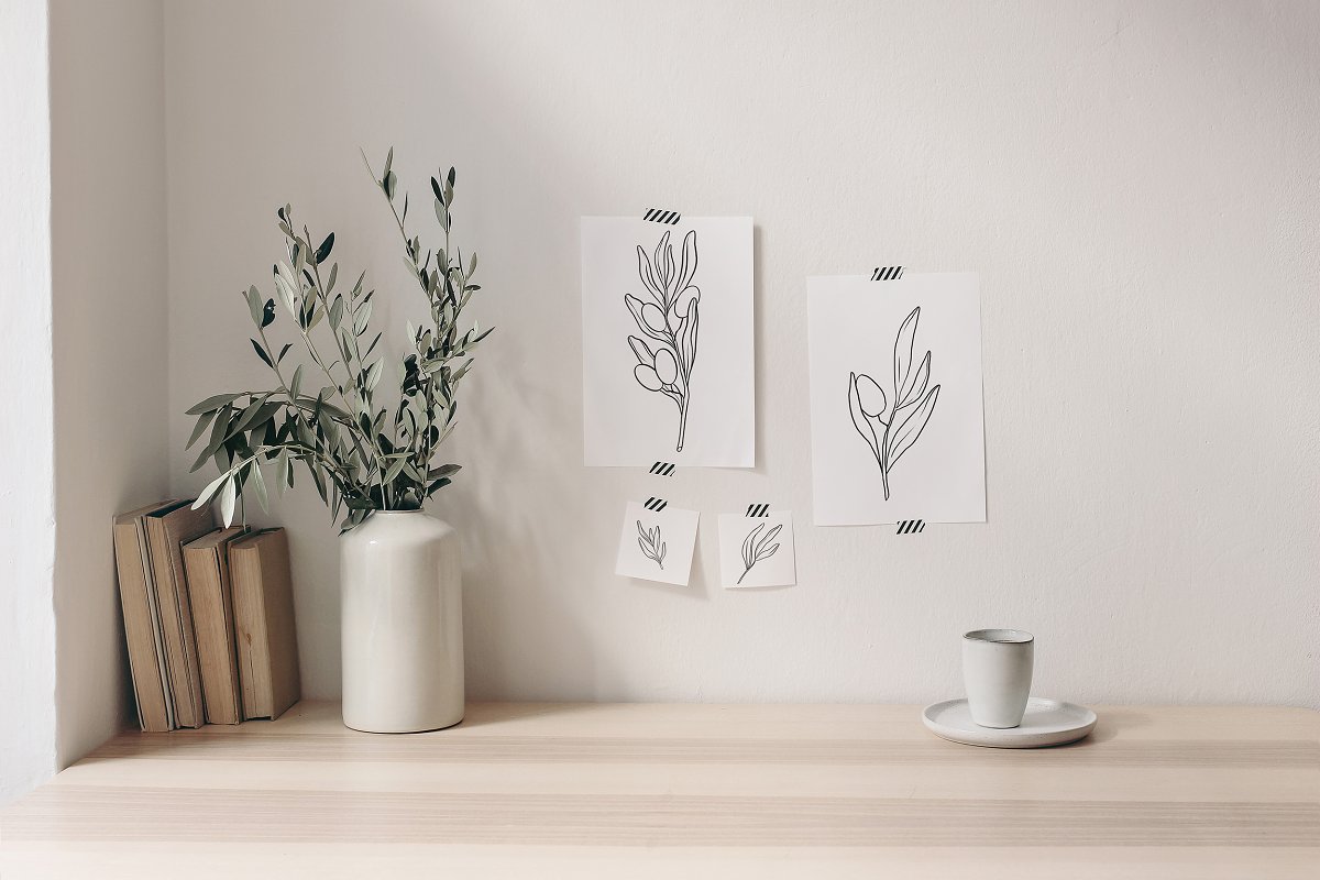 Even an ordinary print with an olive branch will brighten your interior.