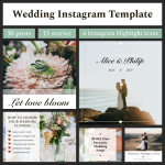 Wedding Instagram Template: 30 Posts, 15 Stories + 6 Instagram Highlight Icons
