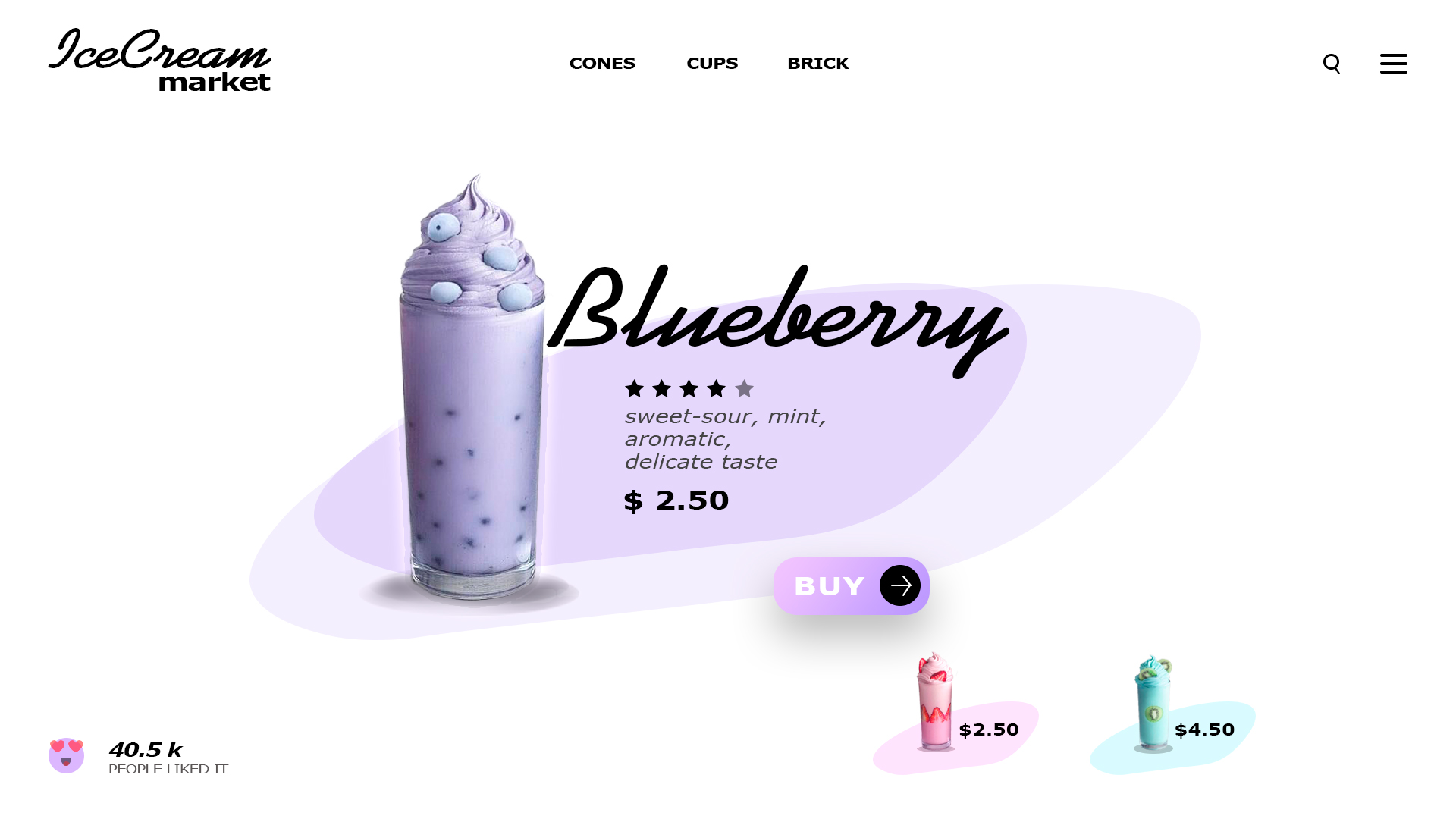 Landing Page With Ice Cream.