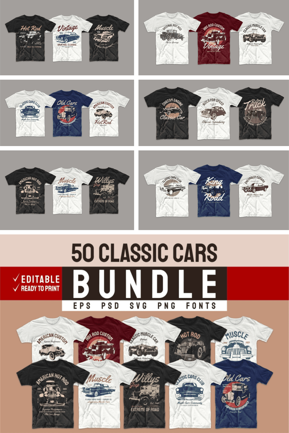 10 50 Classic Car T shirt Designs