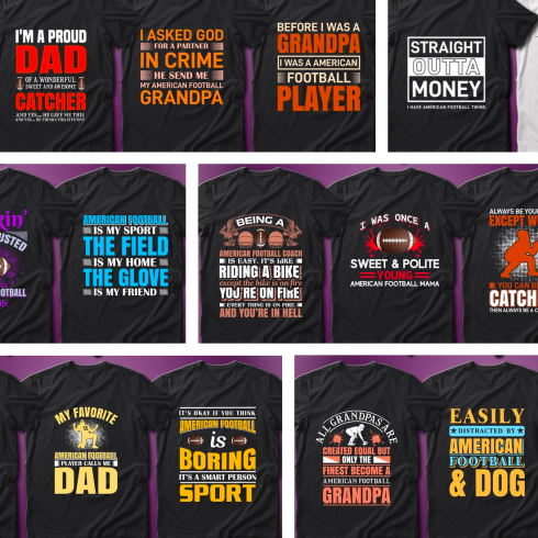 American Football Quotes T-Shirt Designs Bundle - MasterBundles