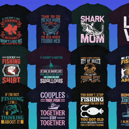 preview of 50 Editable Fishing T Shirt Designs Bundle.