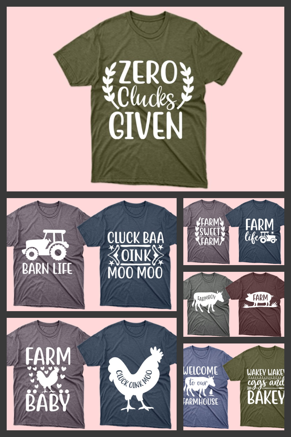 21 Farm House T-Shirt Designs Bundle for pinterest.