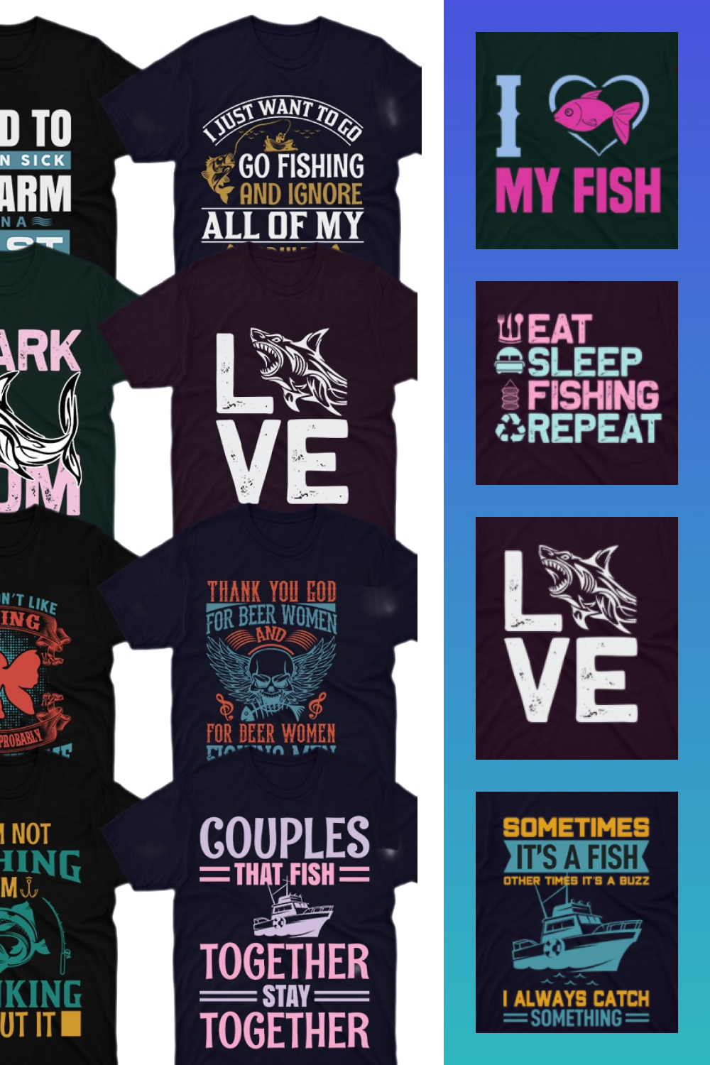 3 50 Editable Fishing T Shirt Designs Bundle