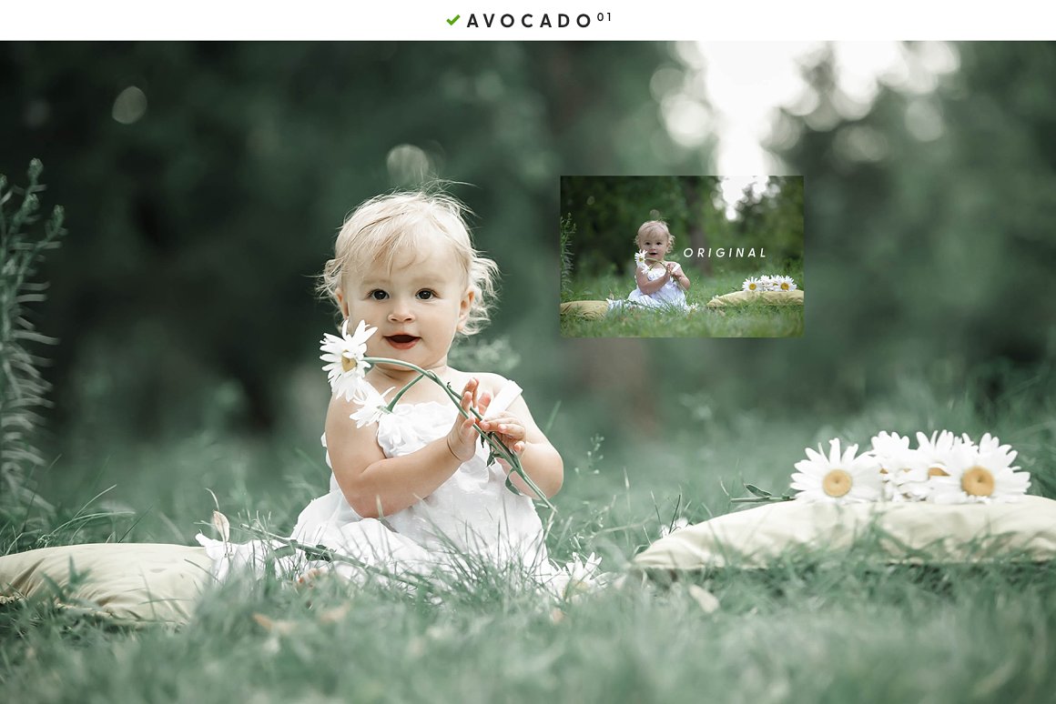 Children's photography in a field with daisies.