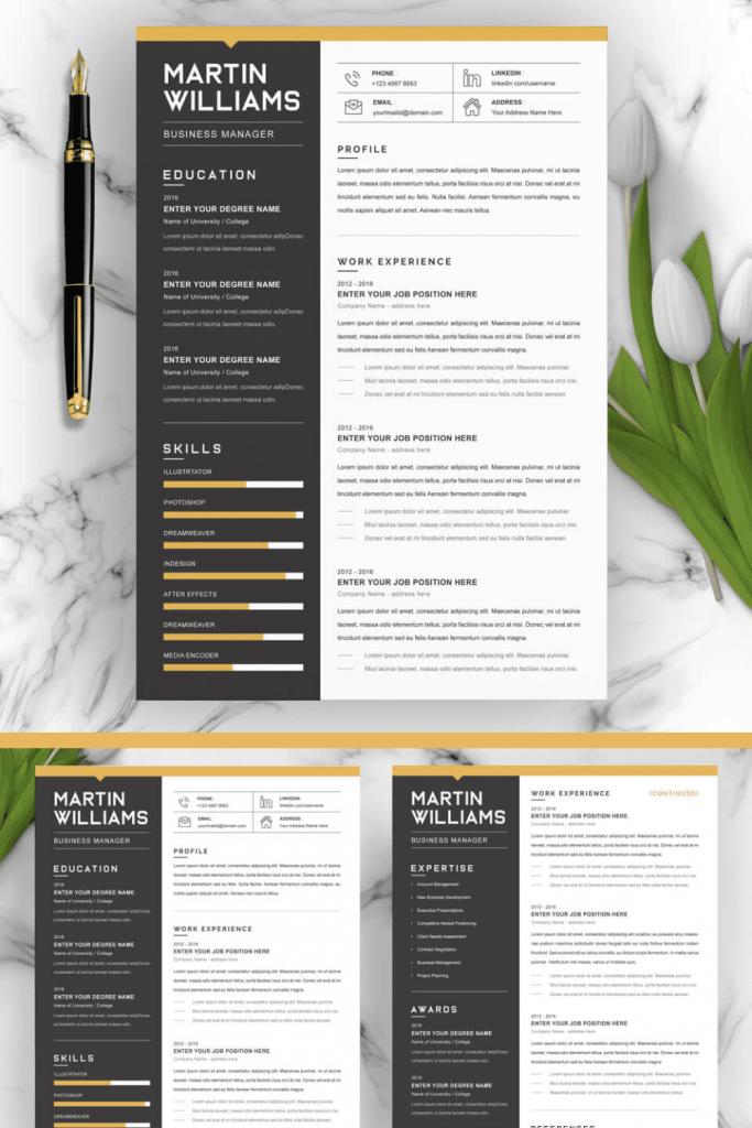 Business Manager Resume Word Cv Word Pattern – Masterbundles