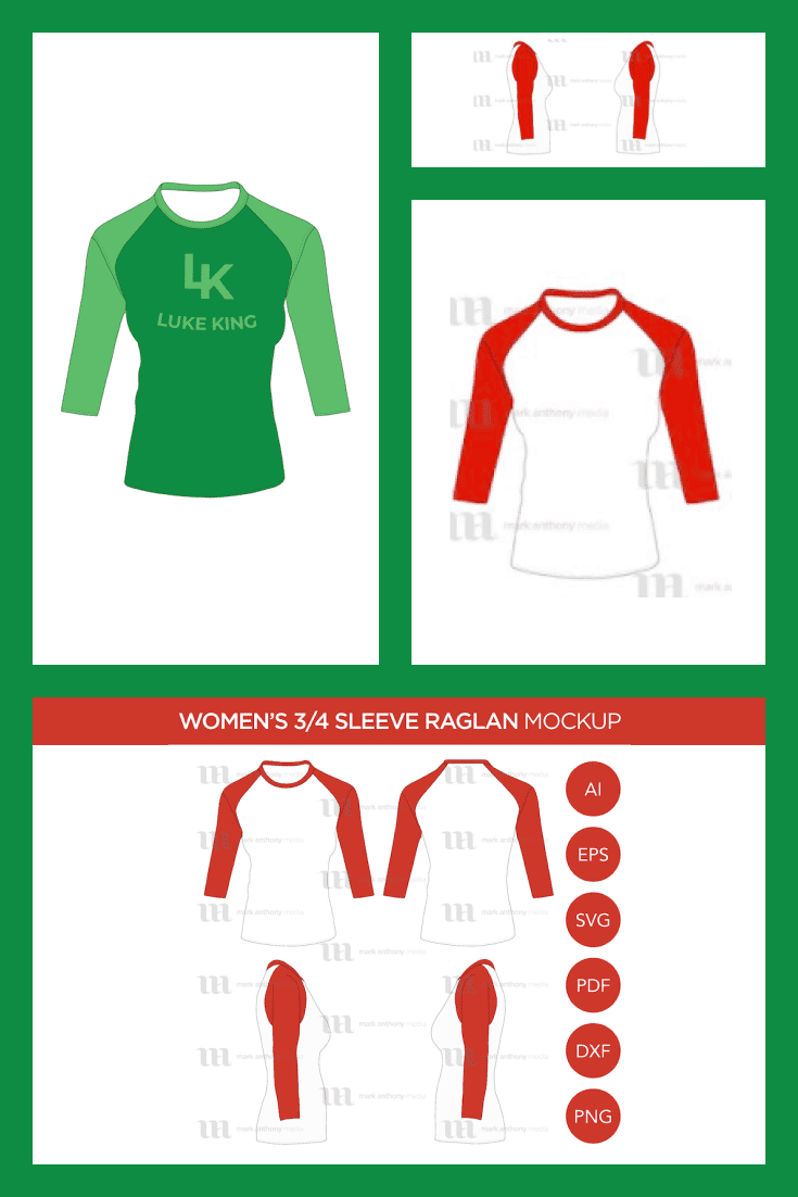 Raglan Women's 3/4 Sleeve Shirt - MasterBundles - Pinterest Collage Image.