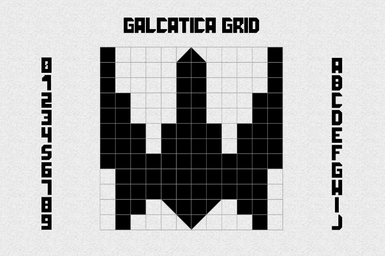 Galactica grid font.