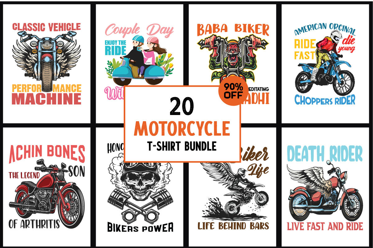 Motorcycle Tshirt Design Bundle Bundles 12964852 1