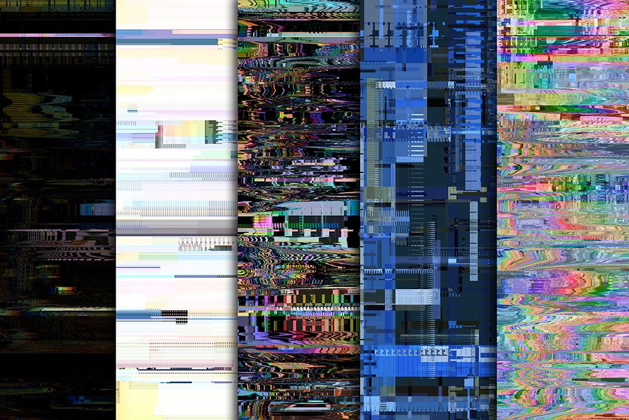 Glitch texture with colorful elements.