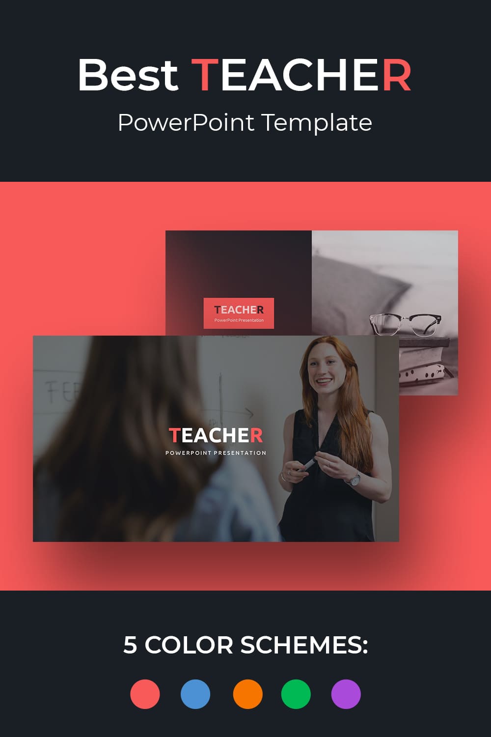 50 Slides Teacher Presentation Template by MasterBundles Pinterest Collage Image.