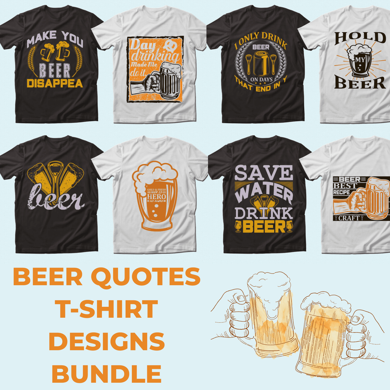 Trendy 20 Beer Quotes T-shirt Designs Bundle by MasterBundles.