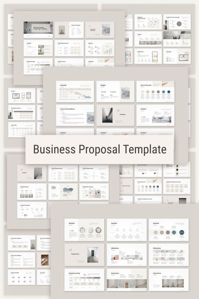 Business Proposal Template 2021 by MasterBundles Pinterest Collage Image.