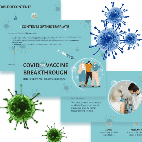 Free COVID-19 Vaccine Breakthrough Powerpoint template.