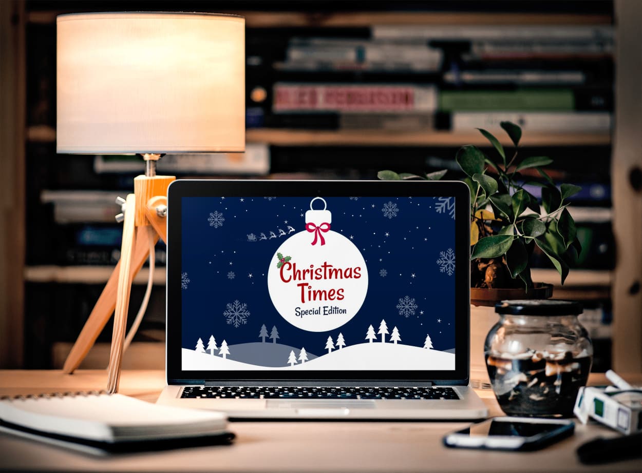 Christmas Times PowerPoint Template Mockup image.