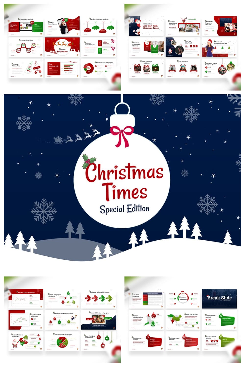 01 Christmas Times PowerPoint Template by MasterBundles Pinterest Collage Image.