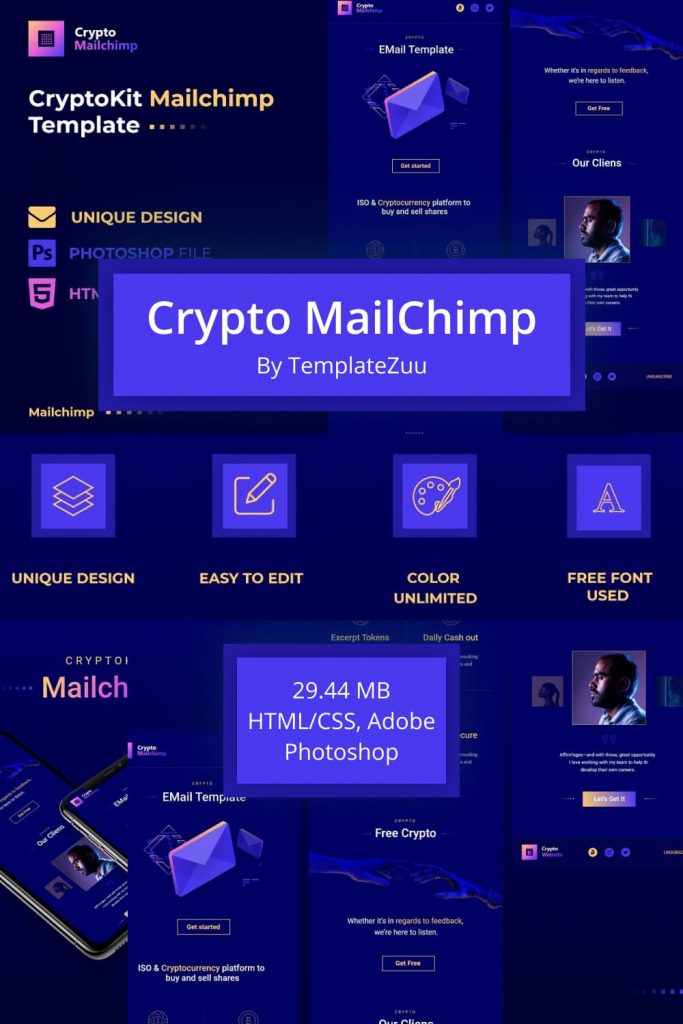 Crypto MailChimp by MasterBundles Pinterest Collage Image.