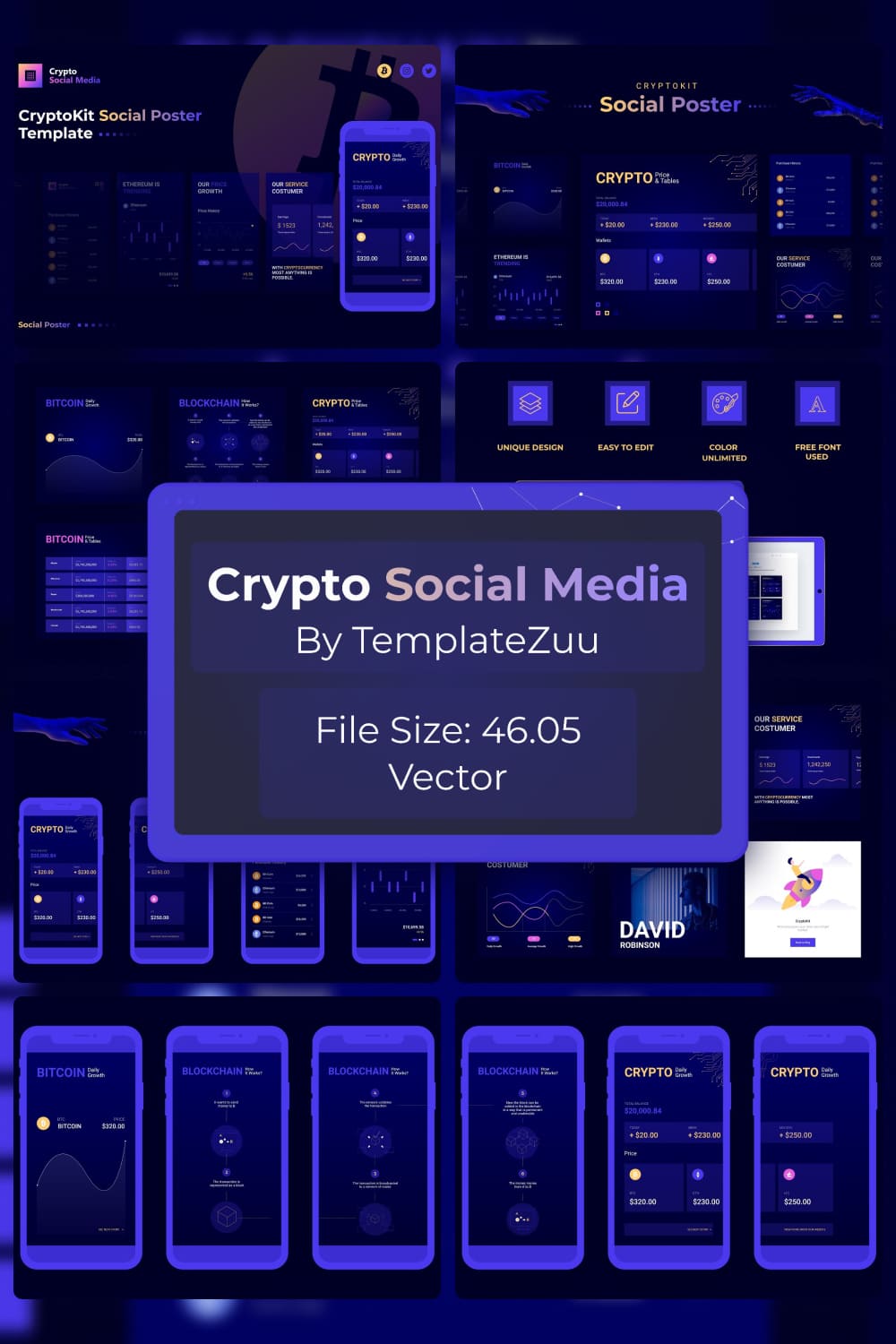 Crypto Social Media by MasterBundles Pinterest Collage Image.