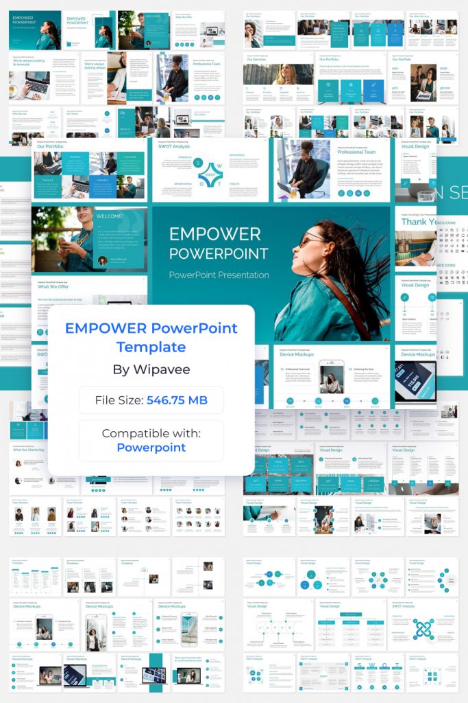 EMPOWER PowerPoint Template by MasterBundles Pinterest Collage Image.