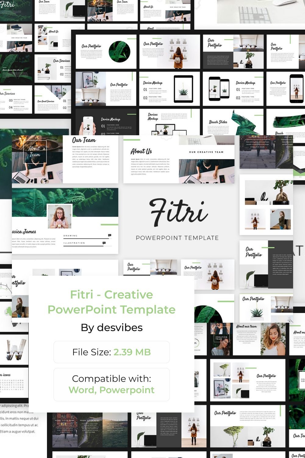 Fitri - Creative PowerPoint Template by MasterBundles Pinterest Collage Image.