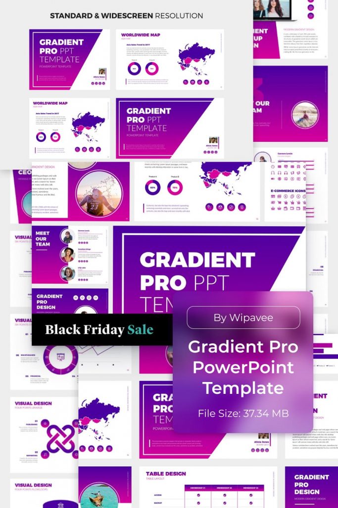 Gradient Pro PowerPoint Template by MasterBundles Pinterest Collage Image.