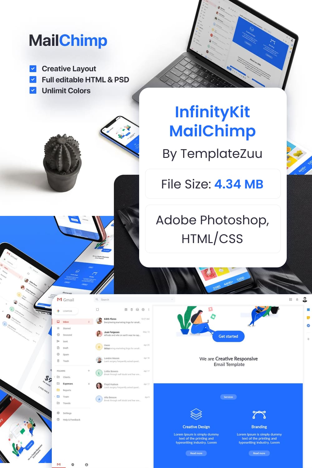InfinityKit MailChimp by MasterBundles Pinterest Collage Image.