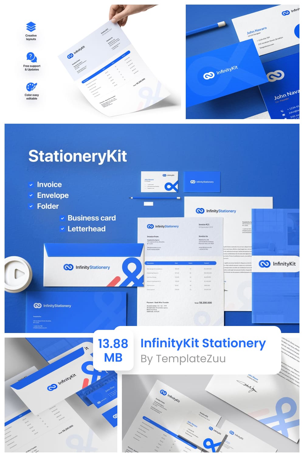 InfinityKit Stationery by MasterBundles Pinterest Collage Image.