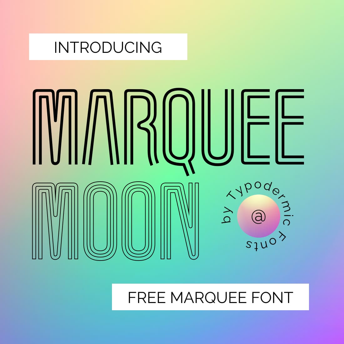 Free marquee font main cover preview by MasterBundles.