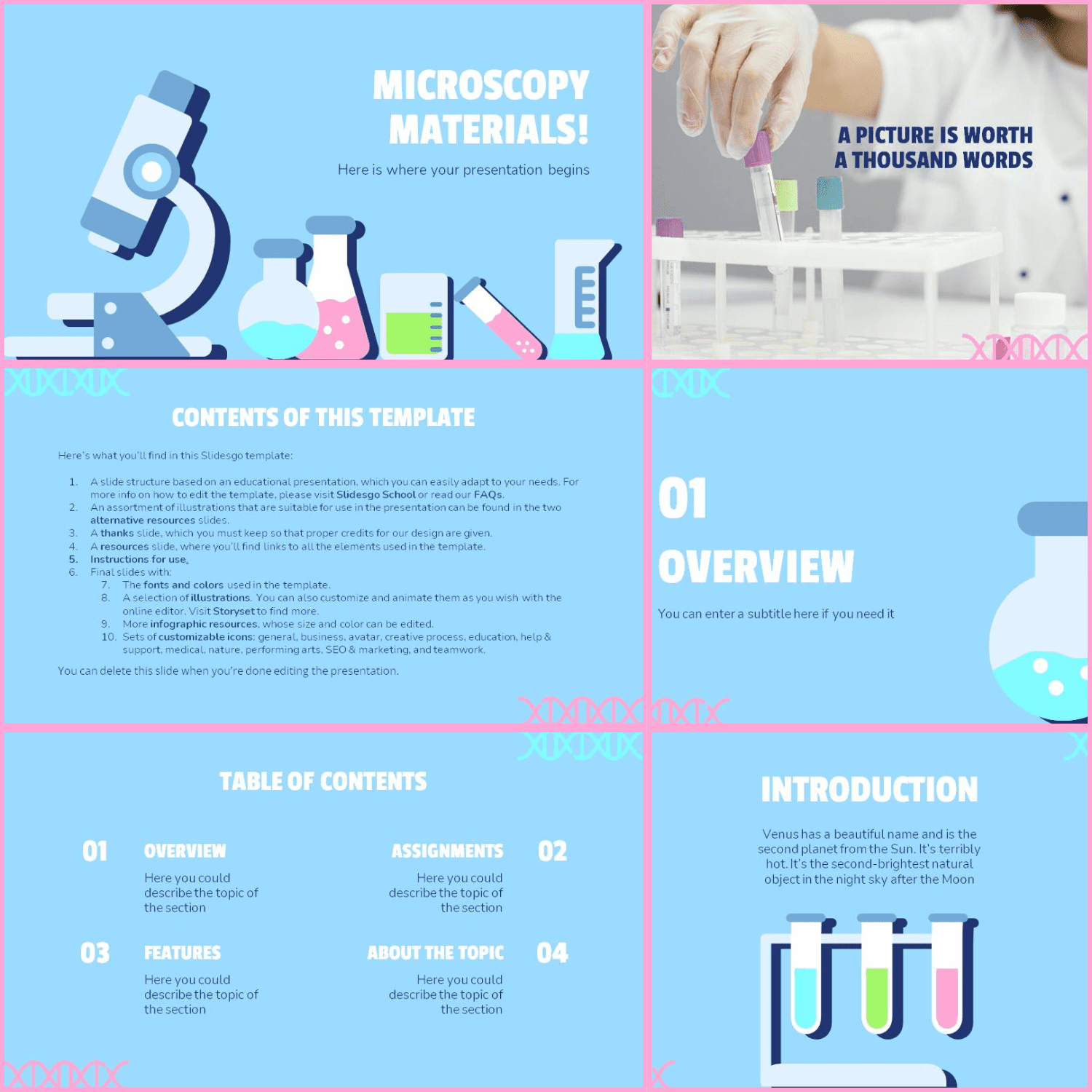 Main cover preview Microscoping Materials PowerPoint Template.