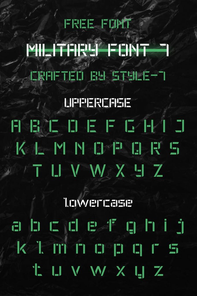 Alphabet example Military Font 7 free military font Pinterest image.