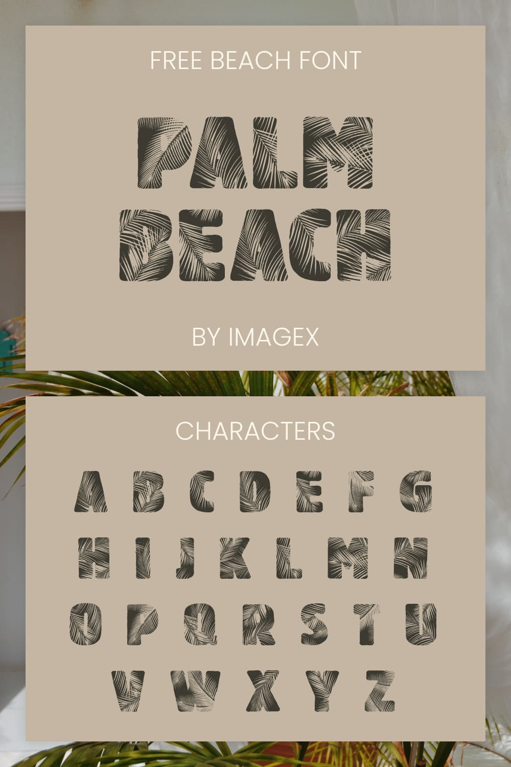 Palm Beach - free beach font charachters Pinterest preview by MasterBundles.