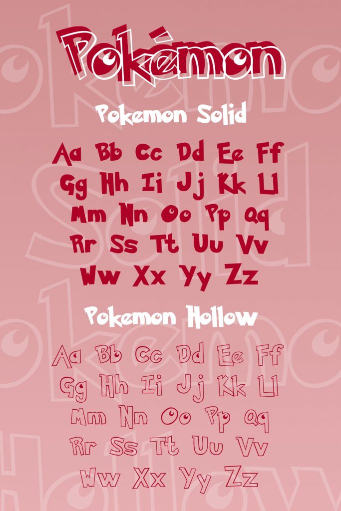 Hollow and solid preview Pinteres collage for free pokemon font.