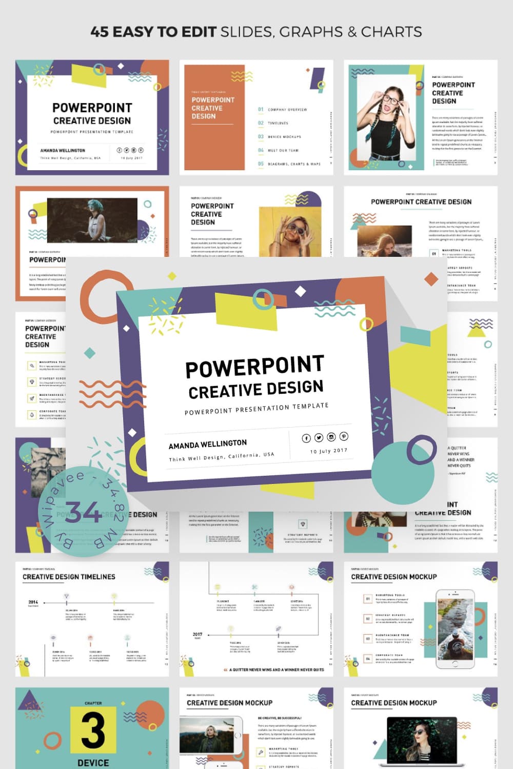 PowerPoint Creative Design Template by MasterBundles Pinterest Collage Image.