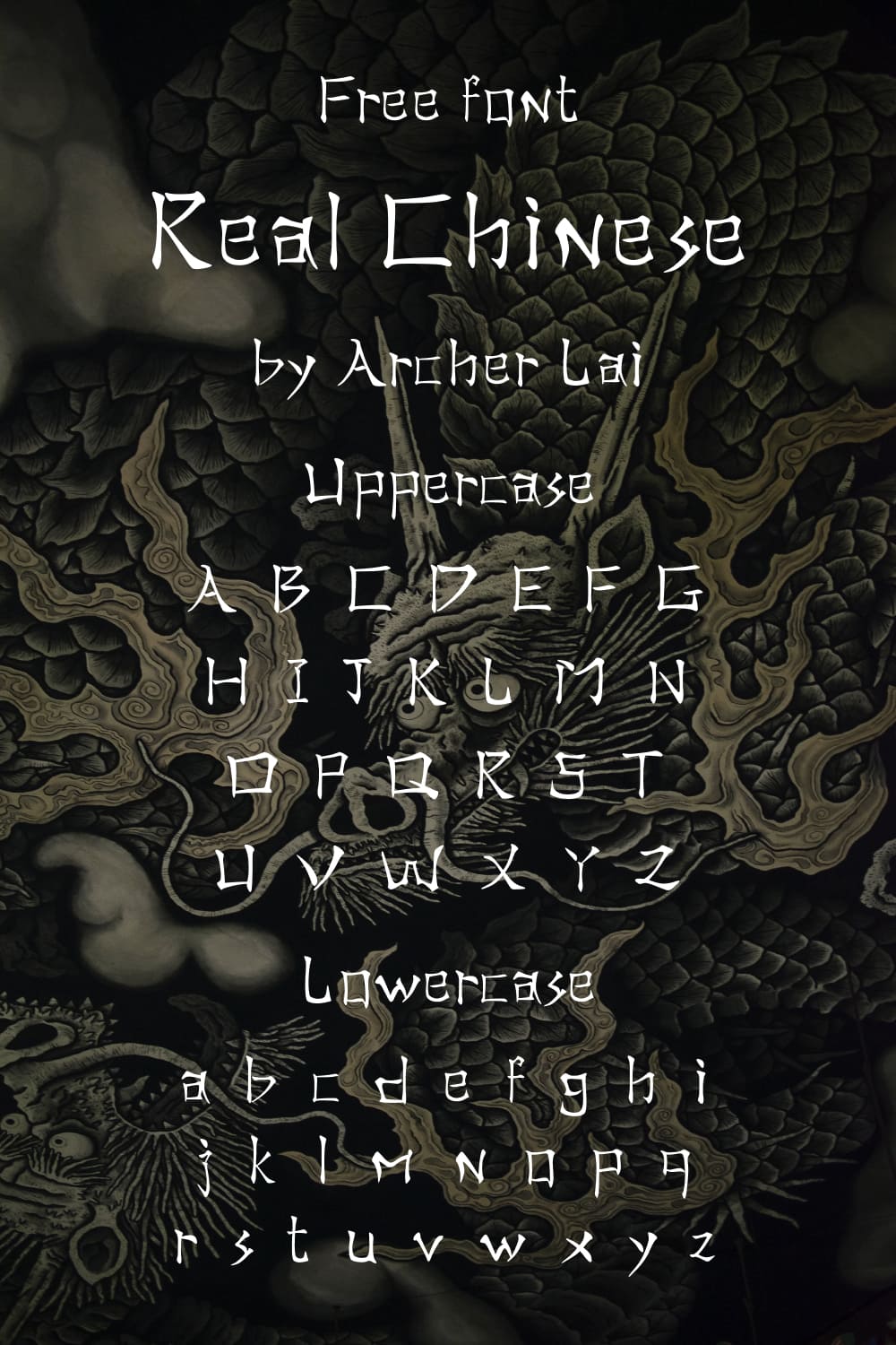 Pinterest Alphabet preview for Real Chinese Free Font by MasterBundles.
