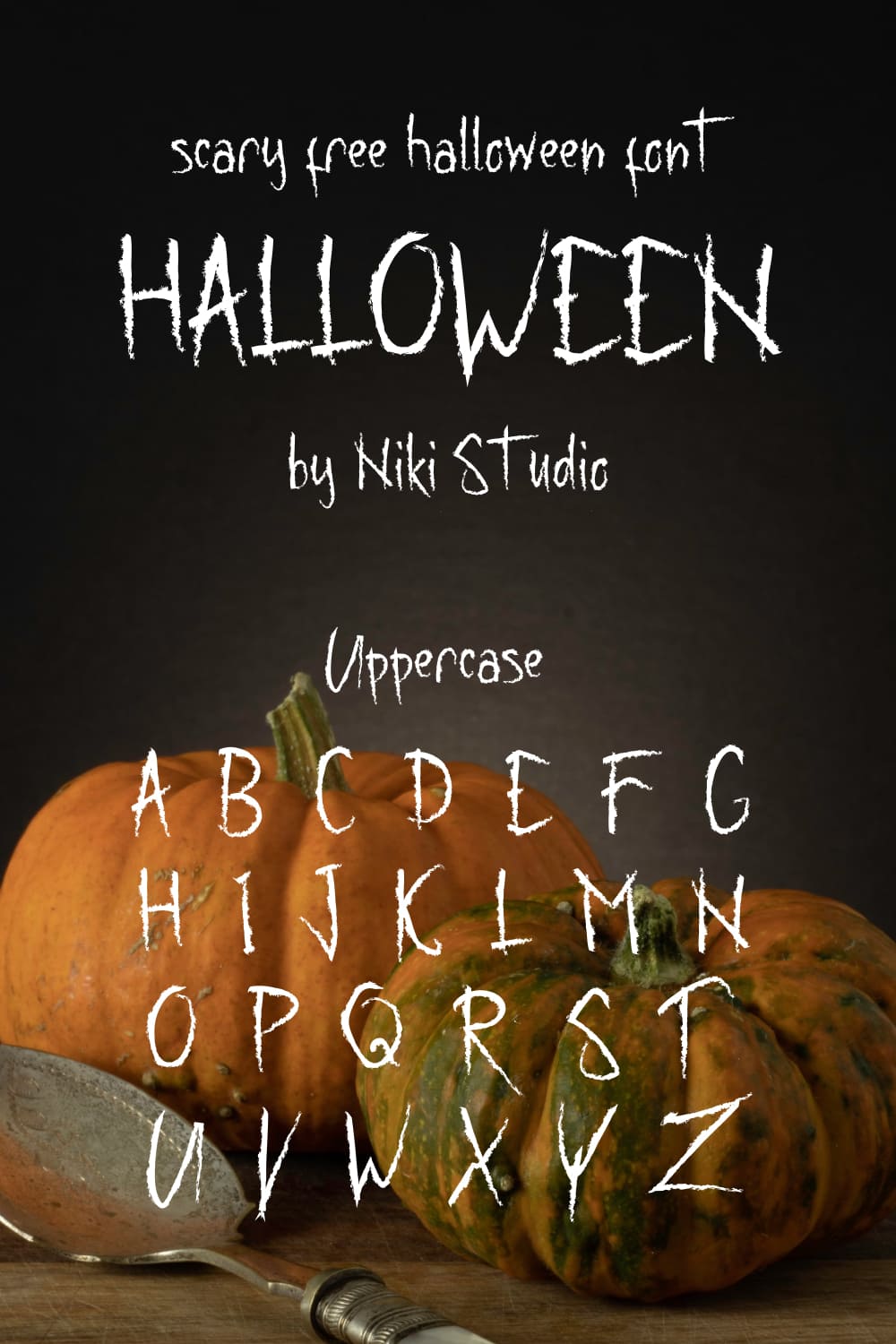 MasterBundles Pinterest Alphabet example for creepy free halloween font.