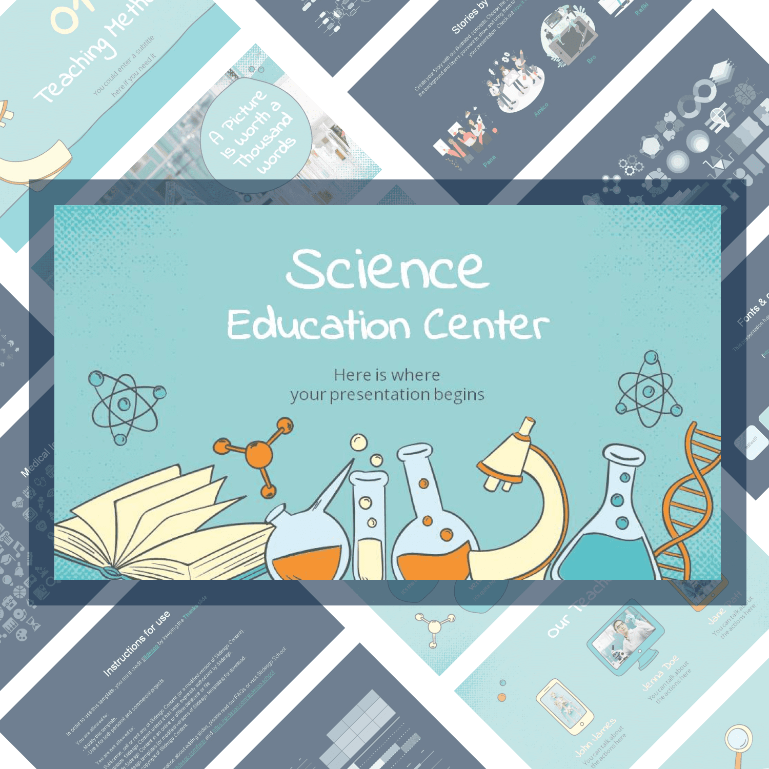 Free Science Education Center PowerPoint Template.