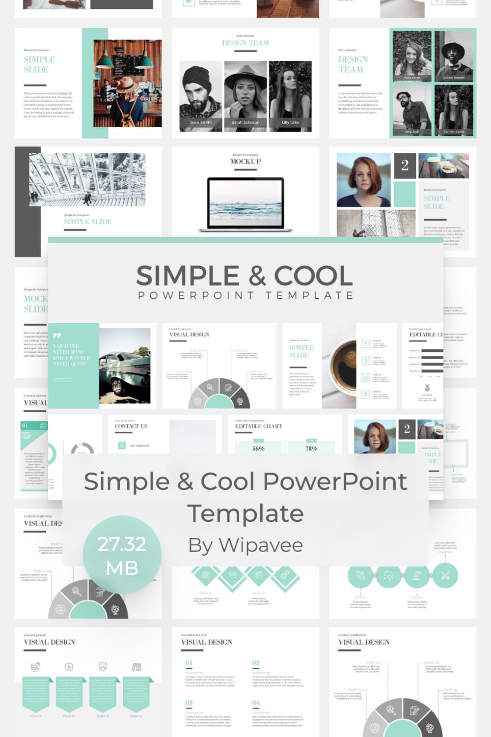 Simple & Cool PowerPoint Template by MasterBundles Pinterest Collage Image.
