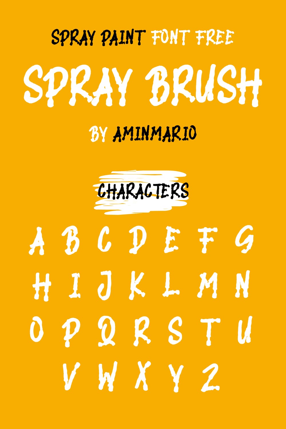 Characters Pinterest preview for Spray Brush - spray paint font free by MasterBundles.