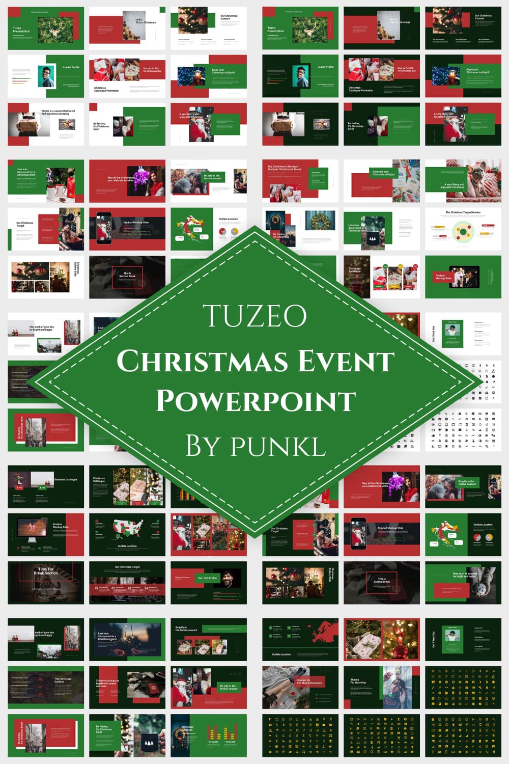 01 Tuzeo: Christmas Event Powerpoint by MasterBundles Pinterest Collage Image.