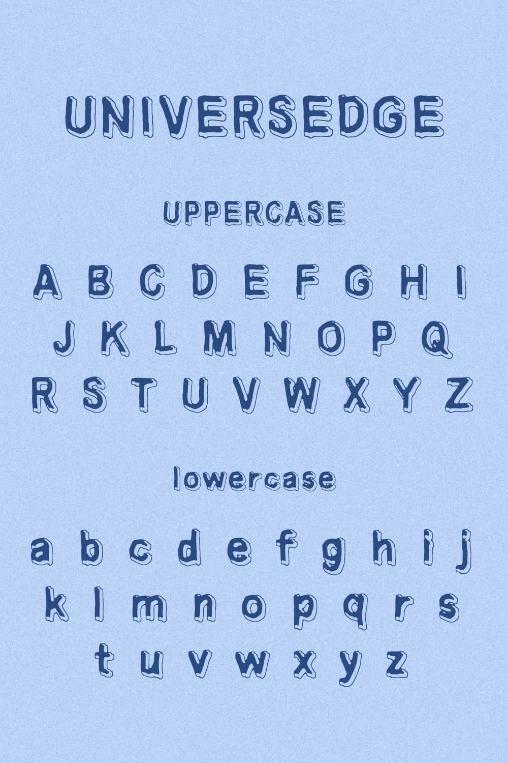 MasterBundles Universedge Free Font Alphabet preview for Pinterest.
