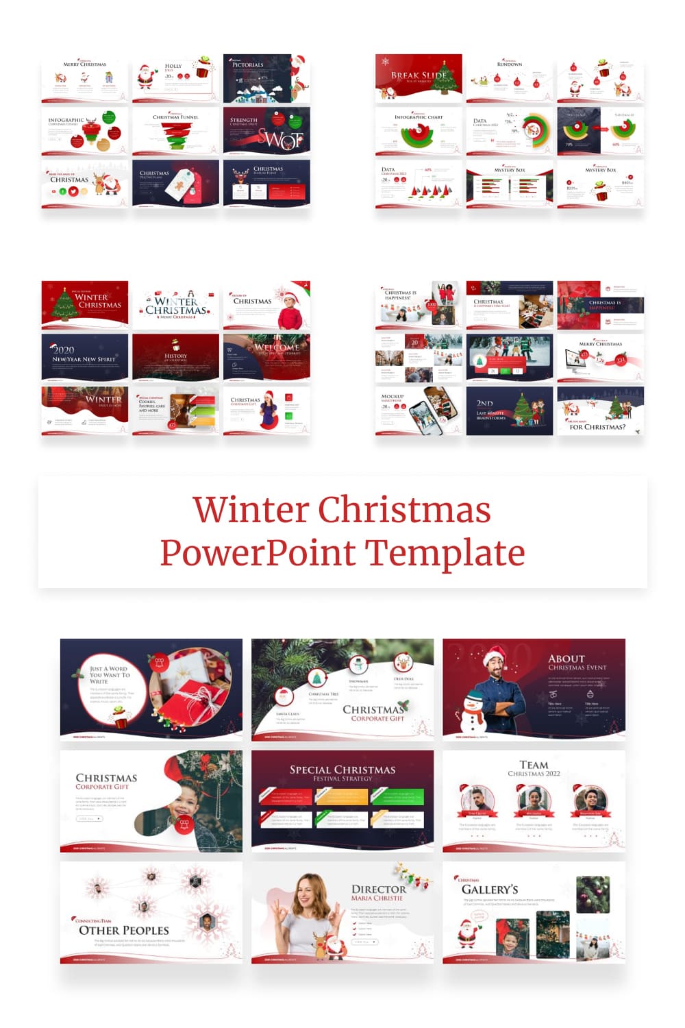 Winter Christmas PowerPoint Template by MasterBundles Pinterest Collage Image.
