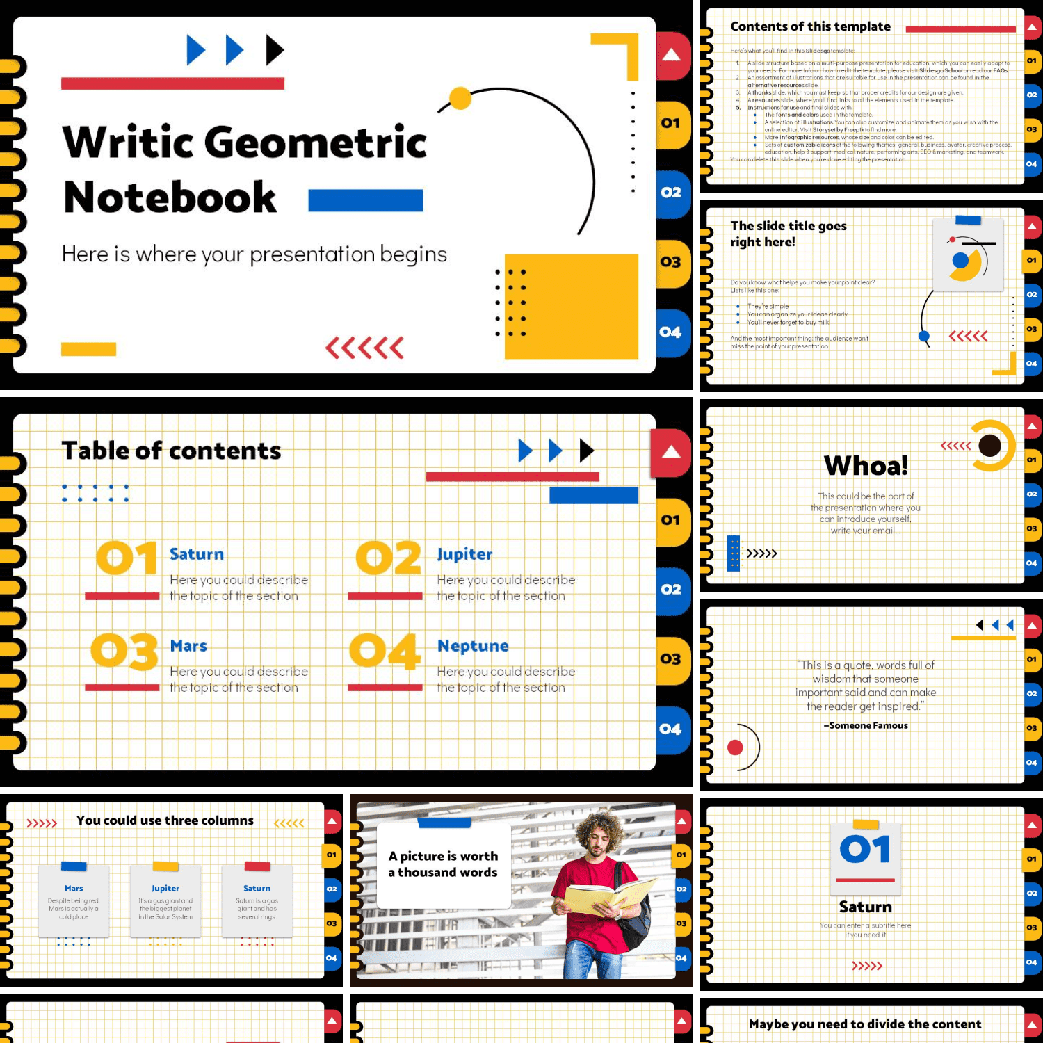 Main preview image for Writic Geometric Notebook PowerPoint Presentation by MasterBundles.