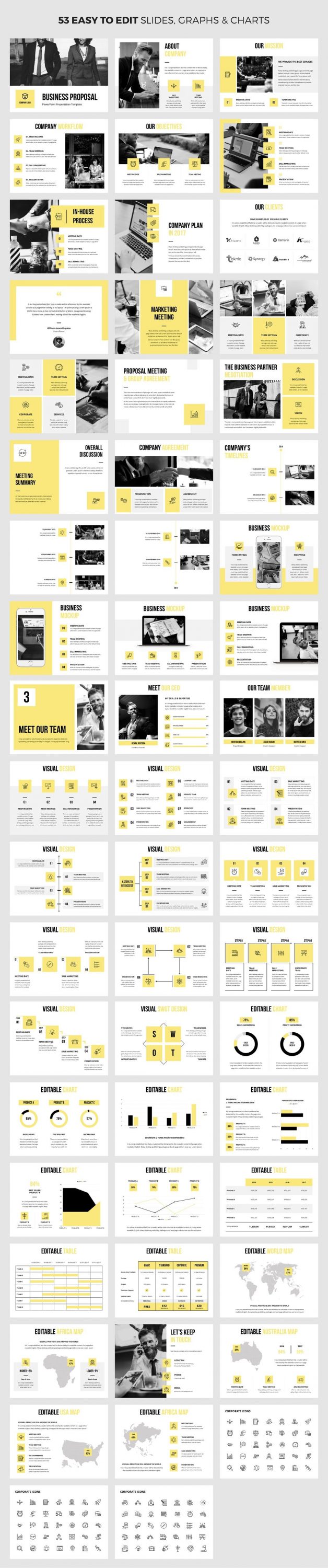 53 easy to customize PowerPoint slides Business Proposal PPT Template.