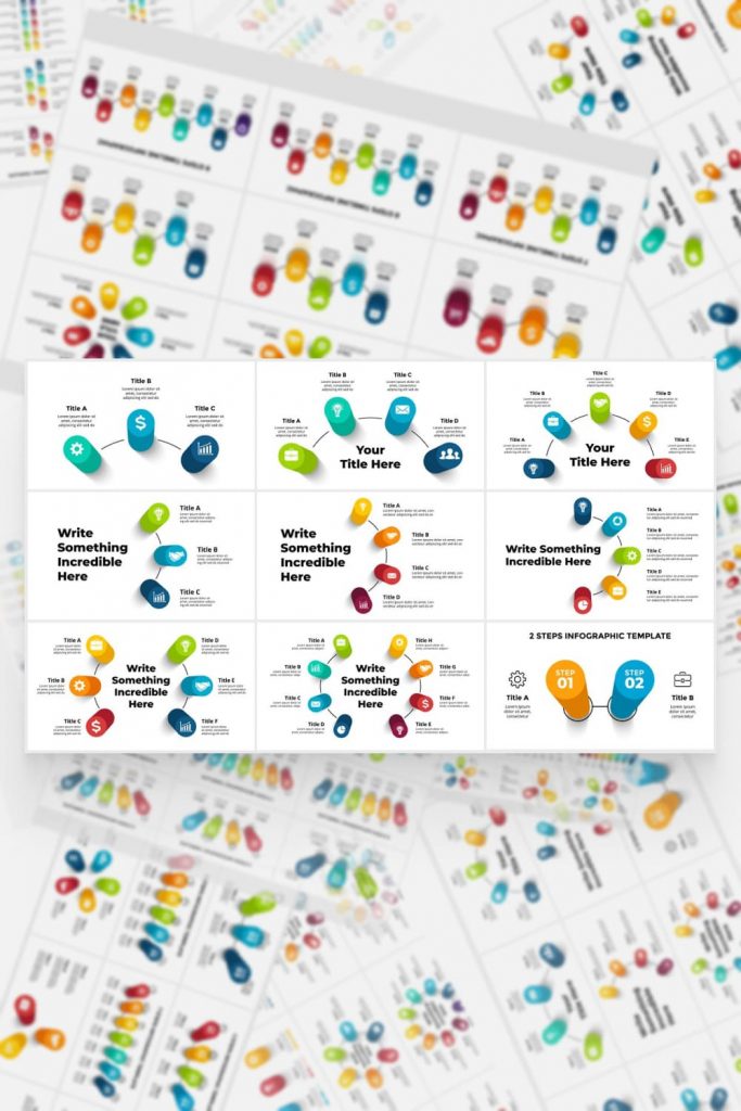 3D Infographics. PowerPoint, Canva by MasterBundles Pinterest Collage Image.