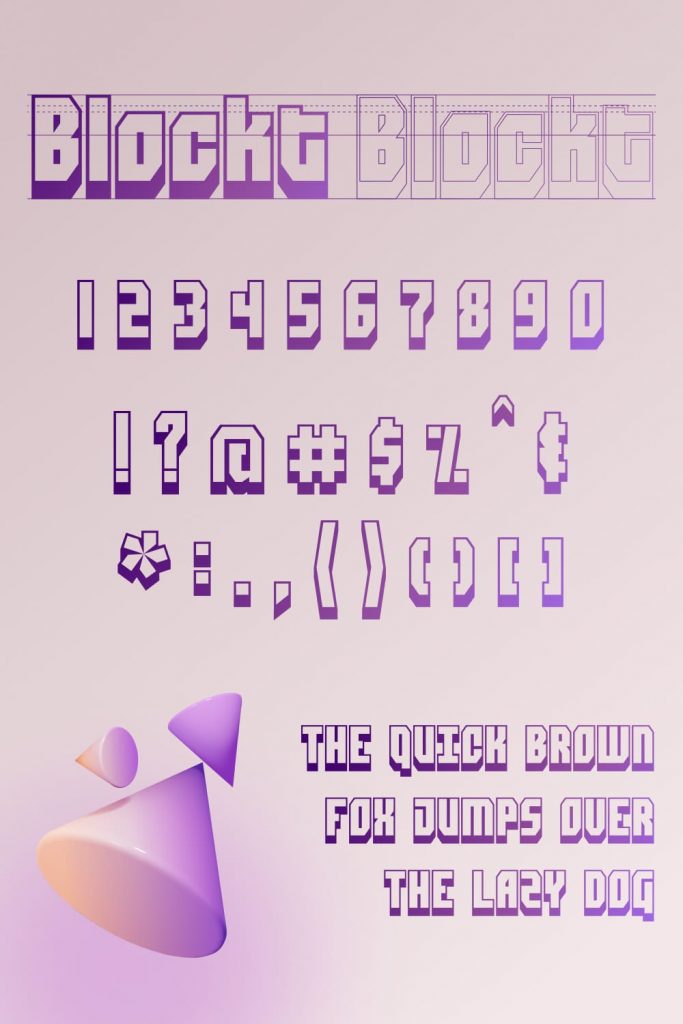 Blockt block font free Pinterest Numbers and Punctuation example.