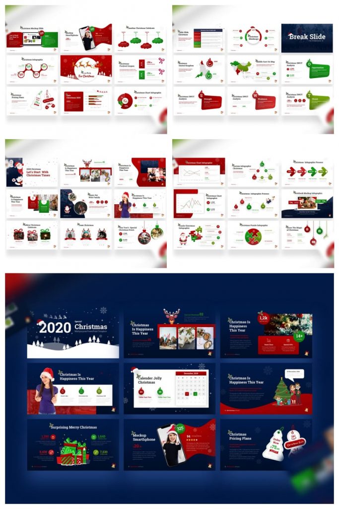 02 Christmas Times PowerPoint Template by MasterBundles Pinterest Collage Image.