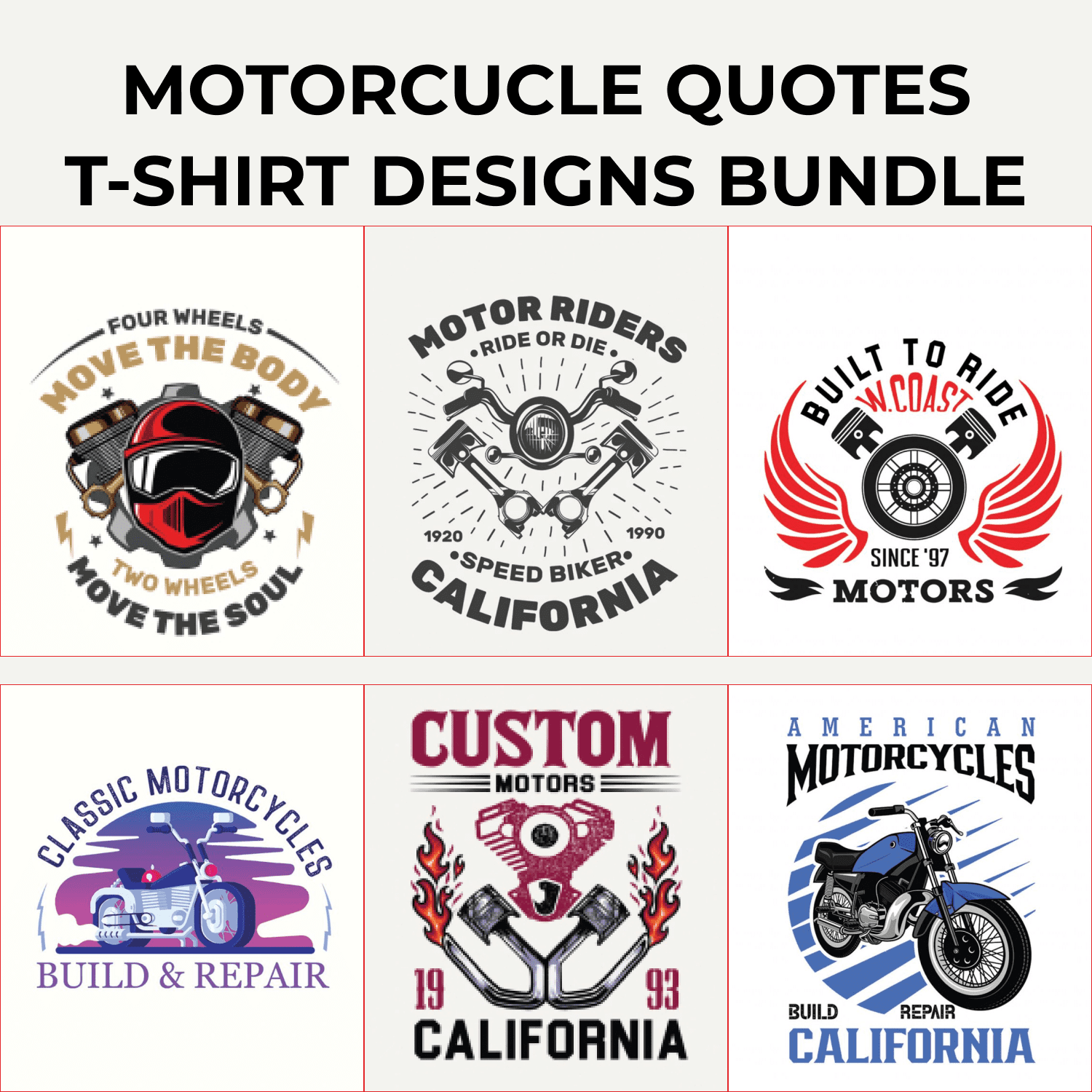 Motorcycle T-shirt Design Bundle.