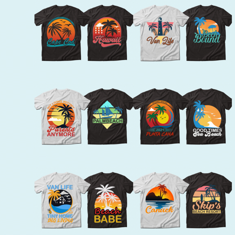 Trendy 20 Beach & Summer Quotes T-shirt Designs Bundle — 98% off ...
