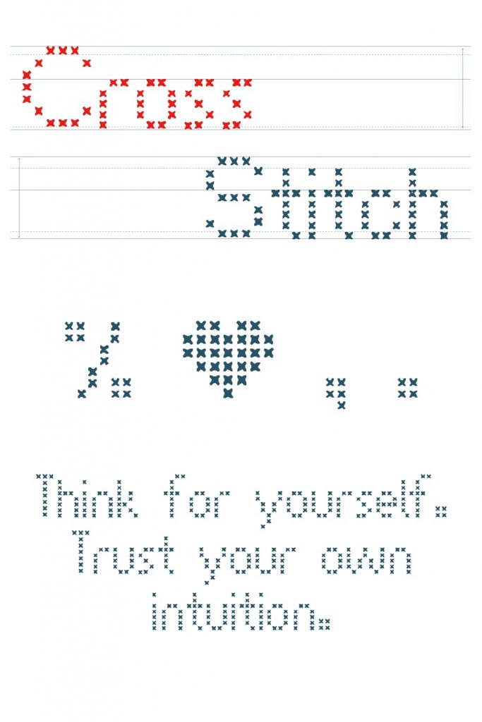 Cross stitch font free Pinterest preview.