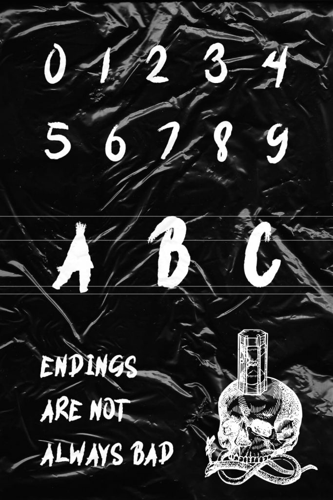 Death font free Pinterest image with numbers example.